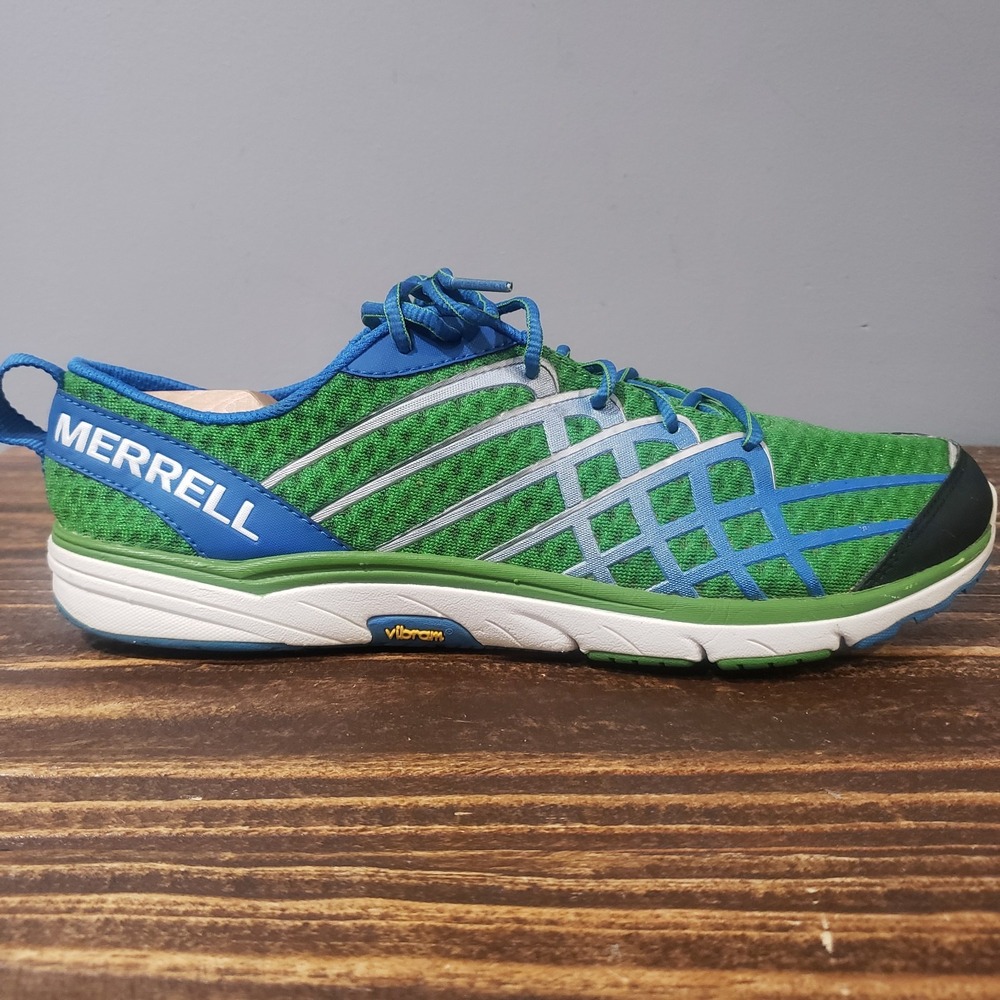 Merrell Bare Access Mens Sneaker Green Blue Vibram Running Shoes J42195 Size 12